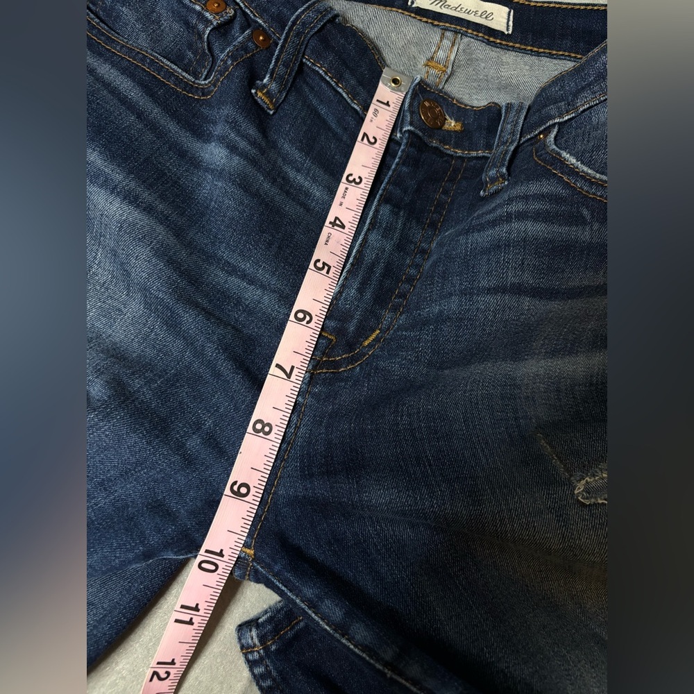 Madewell Jeans 29 Womens 9” HighRise Med/Dark Wash‎ Blue Denim Skinny Distressed - Picture 7 of 12
